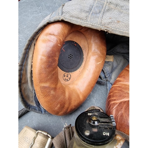 308 - Two RAF flying helmets, both with oxygen masks.