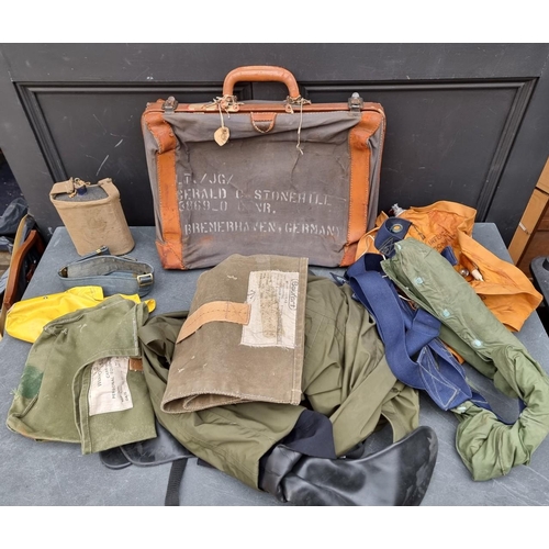 326 - A carton of post war RAF equipment, to include two life jackets and an immersion suit.... 