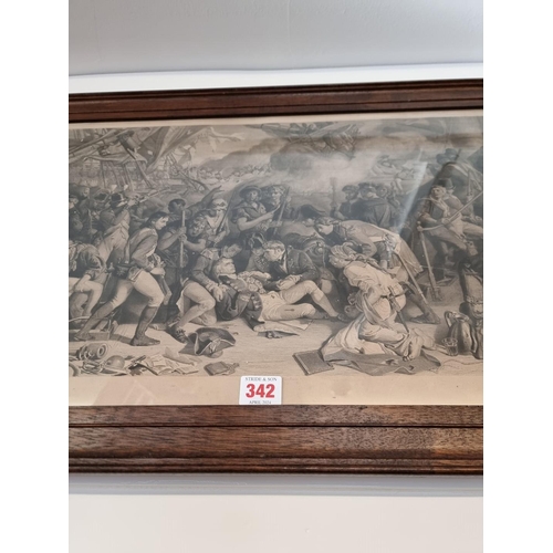 342 - After Daniel Maclise, 'The Death of Nelson', labelled verso, engraving, 33.5 x 117.5cm.... 