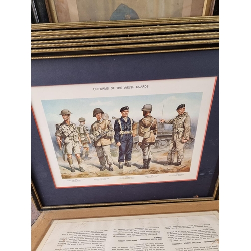 343 - Charles Stadden, 'Uniforms of the Welsh Guards', ten coloured prints; together with a related framed... 