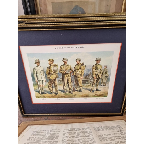 343 - Charles Stadden, 'Uniforms of the Welsh Guards', ten coloured prints; together with a related framed... 