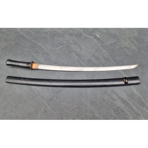 91 - A Japanese sword and scabbard, having 55cm blade.