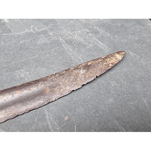 94 - An old Indian tulwar, with 71cm curved blade.