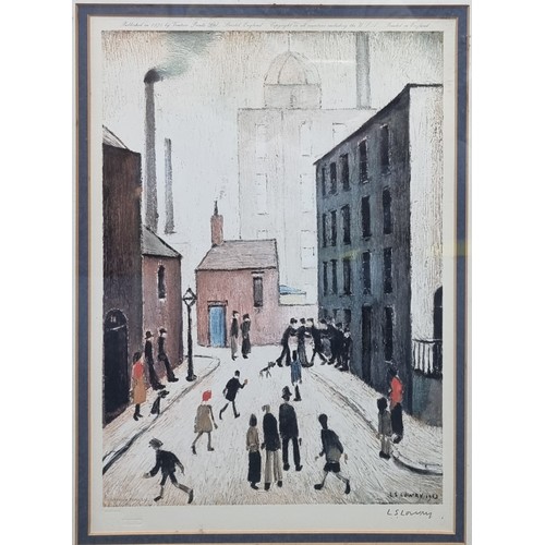 1360 - L S Lowry, 'Industrial Scene (1974)', signed in pencil, blindstamped, colour print, I.34.5 x 24.5cm....