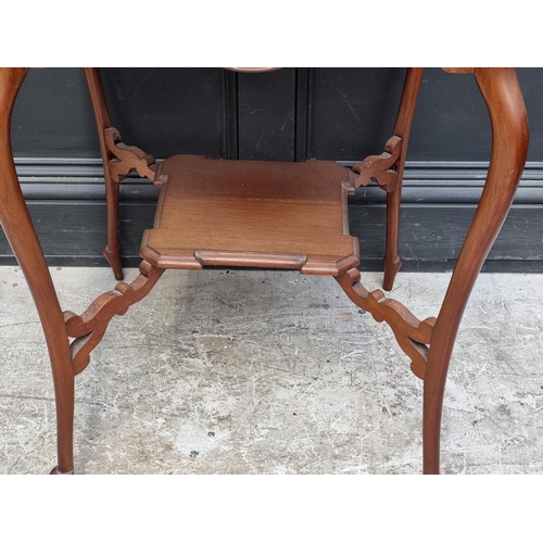 1131 - A late Victorian mahogany centre table, with platform undertier, 60cm wide; together with a 19th cen... 