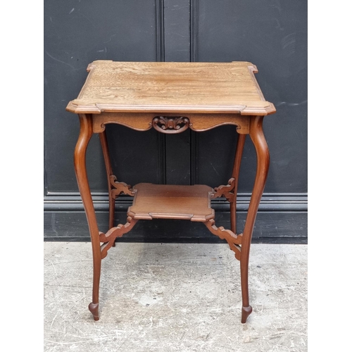 1131 - A late Victorian mahogany centre table, with platform undertier, 60cm wide; together with a 19th cen... 