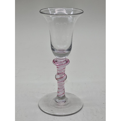 1247 - A Continental colour twist soda glass, probably Dutch, 16.5cm high.  ... 