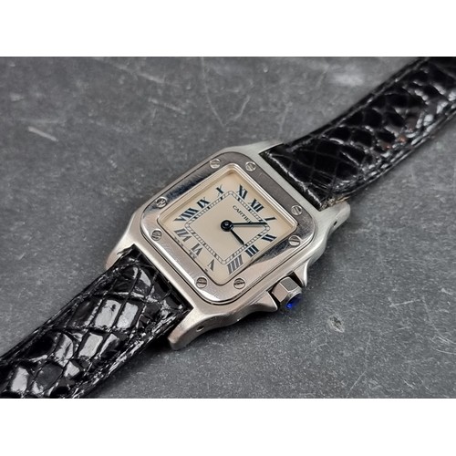 635 - A Cartier 'Santos Galbee' stainless steel quartz ladies wristwatch, 23mm, Ref. 1565, on original Car... 