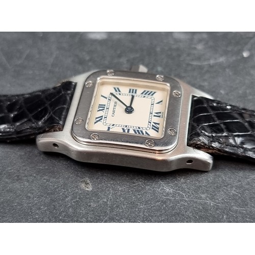 635 - A Cartier 'Santos Galbee' stainless steel quartz ladies wristwatch, 23mm, Ref. 1565, on original Car... 