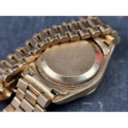 636 - A Rolex 'Oyster Perpetual Datejust' 18ct gold ladies wristwatch, 25mm, Ref. 69178, on original 18ct ... 