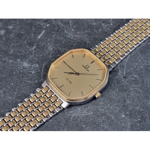 648 - A circa 1983 Omega 'De Ville' stainless steel and gold plated quartz ladies wristwatch, 29mm, Ref. 9... 