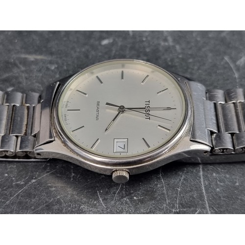 681 - A vintage Tissot 'Seastar' stainless steel quartz wristwatch, 33mm, Ref. B985A/995A, on original sta... 