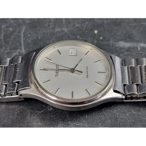 681 - A vintage Tissot 'Seastar' stainless steel quartz wristwatch, 33mm, Ref. B985A/995A, on original sta... 