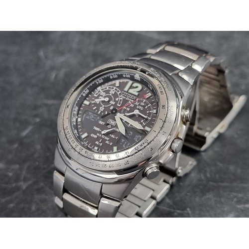 687 - A Citizen 'Pro Master Eco-Drive World Time' chronograph stainless steel wristwatch, 40mm, Ref. C652-... 