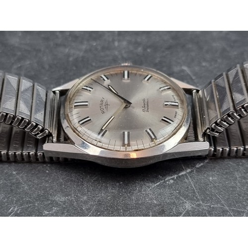 694 - A vintage Rotary stainless steel automatic wristwatch, 34mm, on later stainless steel expanding brac... 