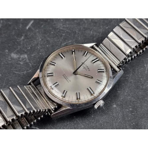 694 - A vintage Rotary stainless steel automatic wristwatch, 34mm, on later stainless steel expanding brac... 