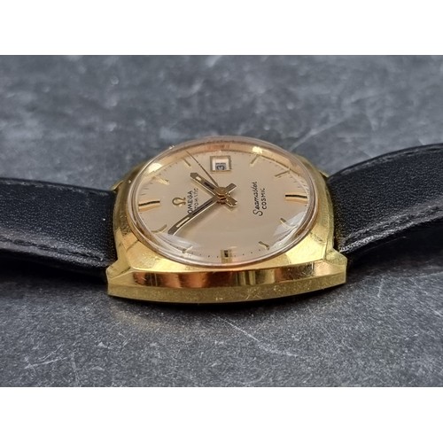 701 - A 1960s Omega 'Seamaster Cosmic' date gold plated automatic ladies wristwatch, 24mm, on later Apollo... 