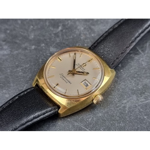 701 - A 1960s Omega 'Seamaster Cosmic' date gold plated automatic ladies wristwatch, 24mm, on later Apollo... 