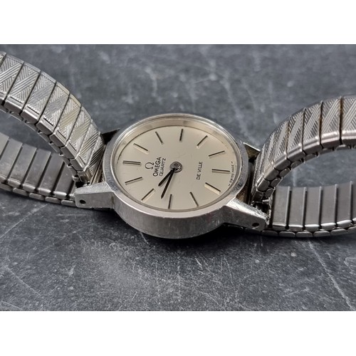 702 - A circa 1979 Omega 'De Ville' stainless steel quartz ladies wristwatch, 20mm, Ref. 42243829, on late... 