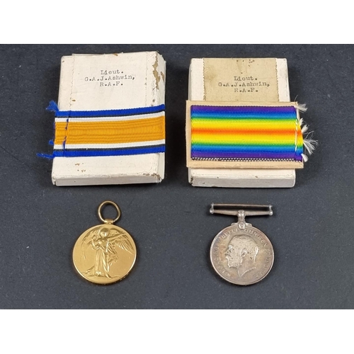 1535 - Medals: a WWI pair, to Lieutenant Guy Arthur Jones Ashwin R.A.F, L Flight 1st Wing 16 Squadron.Kille... 