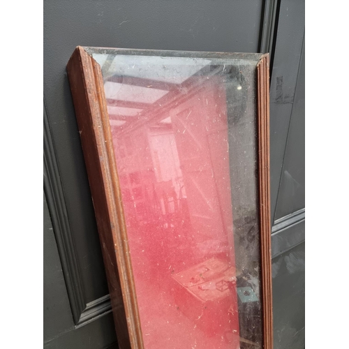 1003 - An old mahogany and stained pine display case, with sliding glass cover, 32cm high x 181cm wide x 10... 