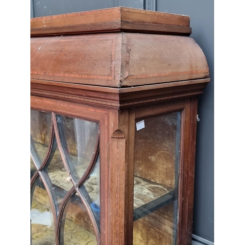 1005 - A circa 1900 mahogany and inlaid display cabinet, 90cm wide. 