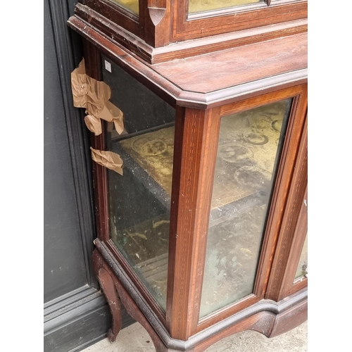 1005 - A circa 1900 mahogany and inlaid display cabinet, 90cm wide. 