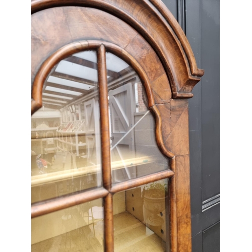 1006 - A 1930s, 18th century style, walnut and crossbanded bureau bookcase, 197cm high x 76cm wide.&nb... 
