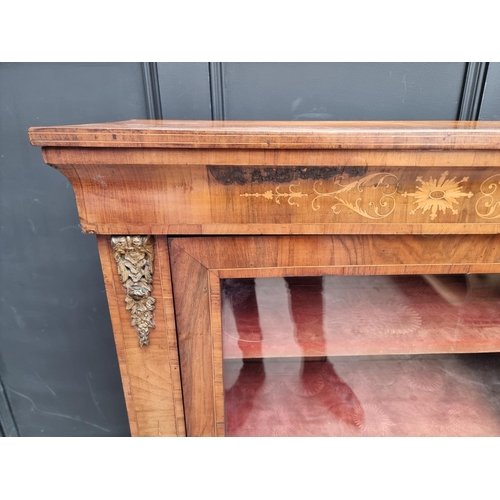 1008 - A Victorian walnut and inlaid pier cabinet, 76cm wide.