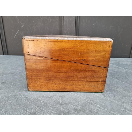 1009 - A Victorian figured walnut and parquetry writing slope, 50cm wide.