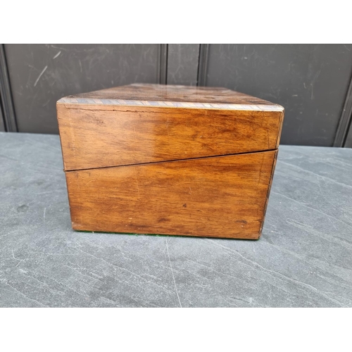 1009 - A Victorian figured walnut and parquetry writing slope, 50cm wide.