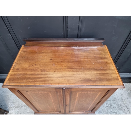 1013 - An Edwardian mahogany, satinwood crossbanded and line inlaid side cabinet, 75cm wide. ... 