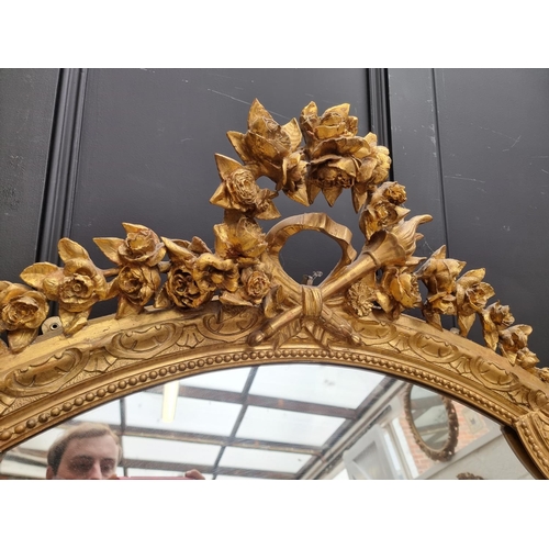 1017 - A large Victorian gilt framed wall mirror, 186 x 118cm.