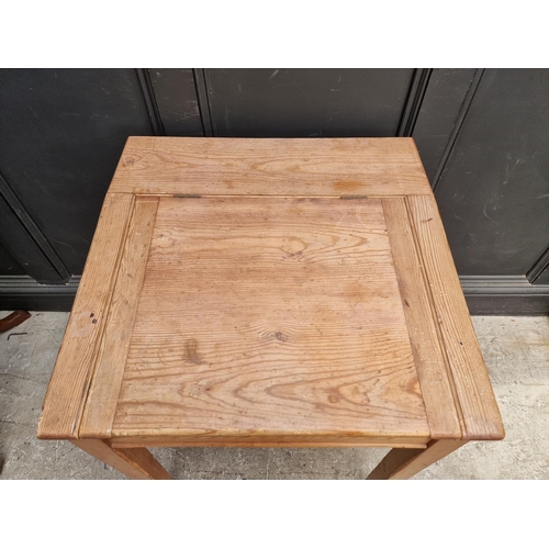 1019 - An old pine school desk, 66.5cm wide. 