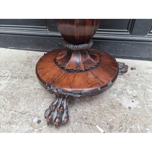 1038 - A William IV rosewood pedestal card table, 91cm wide. 