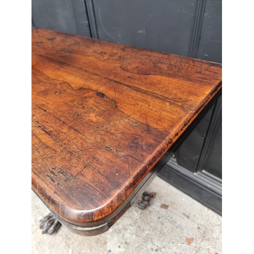 1038 - A William IV rosewood pedestal card table, 91cm wide. 