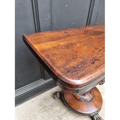 1038 - A William IV rosewood pedestal card table, 91cm wide. 