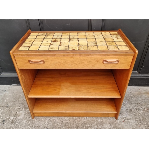 1103 - A mid-century G-Plan teak and tile top serving table, 85cm wide.