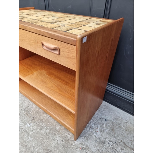 1103 - A mid-century G-Plan teak and tile top serving table, 85cm wide.