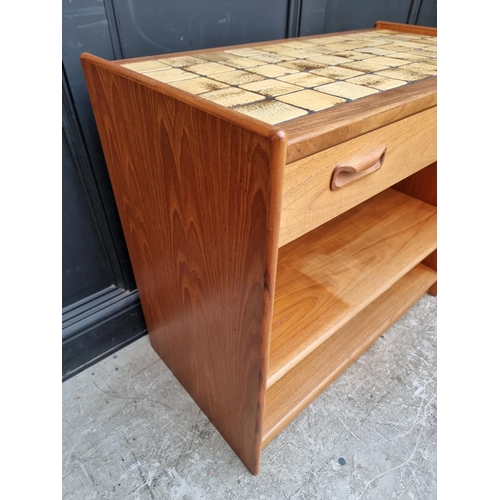 1103 - A mid-century G-Plan teak and tile top serving table, 85cm wide.