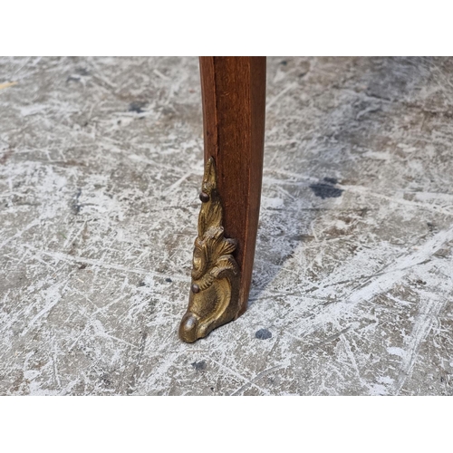 1127 - An Italian marquetry low drop leaf occasional table, with brass mounts, 105cm wide when open.... 