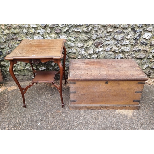 1131 - A late Victorian mahogany centre table, with platform undertier, 60cm wide; together with a 19th cen... 