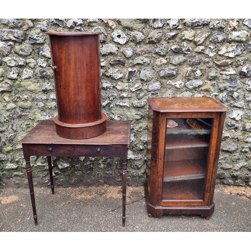 1132 - A Victorian walnut and inlaid music cabinet, 52cm wide; together with a Victorian mahogany and marbl... 