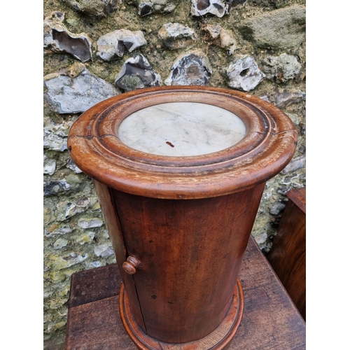 1132 - A Victorian walnut and inlaid music cabinet, 52cm wide; together with a Victorian mahogany and marbl... 