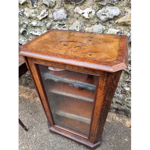 1132 - A Victorian walnut and inlaid music cabinet, 52cm wide; together with a Victorian mahogany and marbl... 