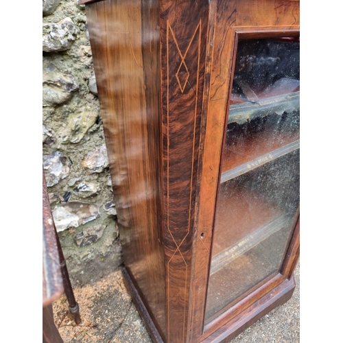 1132 - A Victorian walnut and inlaid music cabinet, 52cm wide; together with a Victorian mahogany and marbl... 