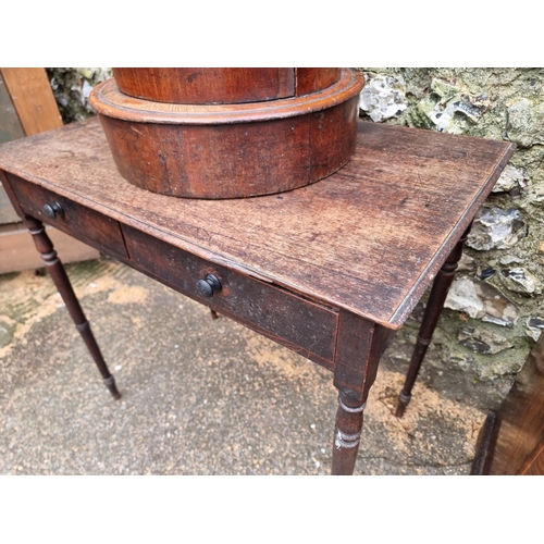 1132 - A Victorian walnut and inlaid music cabinet, 52cm wide; together with a Victorian mahogany and marbl... 