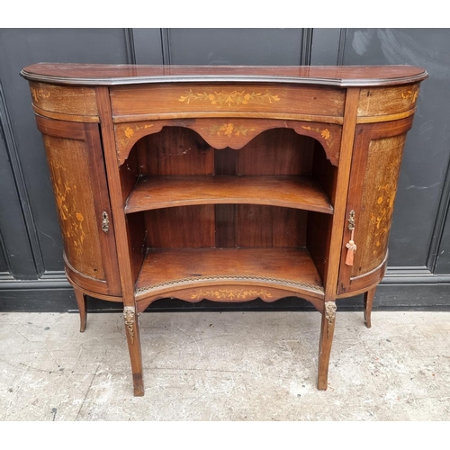 1135 - A late 19th century mahogany marquetry side cabinet, 120.5cm wide.