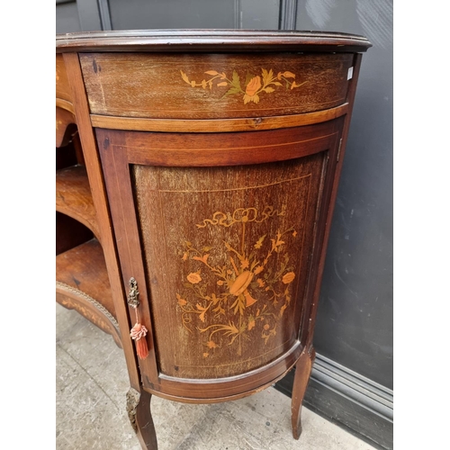 1135 - A late 19th century mahogany marquetry side cabinet, 120.5cm wide.