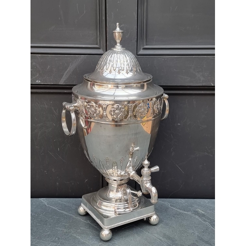 1152 - A late 18th/19th century electroplated samovar, 58cm high.